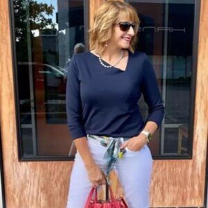 Cabi 4371 Contessa Tee Navy Fall 2022 Medium NWT